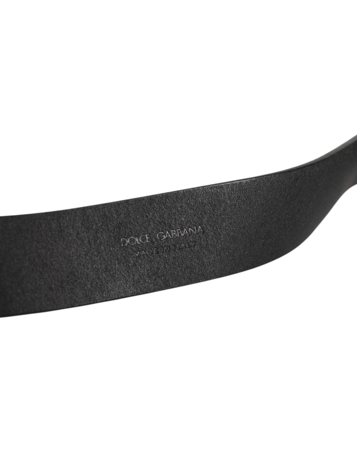 Dolce &amp; Gabbana Black Leather Metal Buckle Classic Men Belt