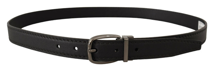 Dolce &amp; Gabbana Black Leather Metal Logo Buckle Belt
