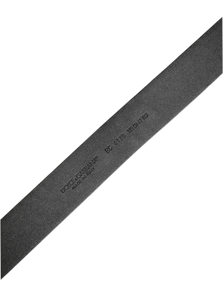 Dolce &amp; Gabbana Black Leather Prince Crown Logo Buckle Belt