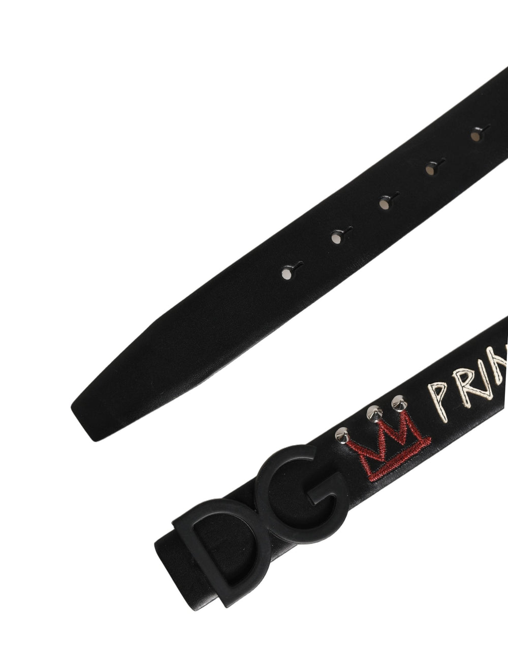 Dolce & Gabbana Black Leather Prince Crown Logo Buckle Belt