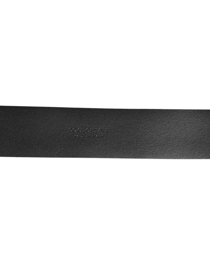 Dolce &amp; Gabbana Black Leather Side Rings Brass Buckle Belt