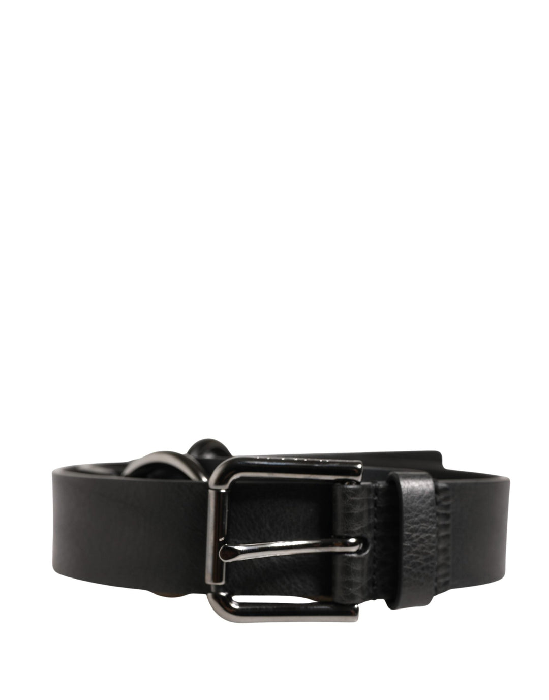 Dolce &amp; Gabbana Black Leather Silver Chain Waist Men Belt