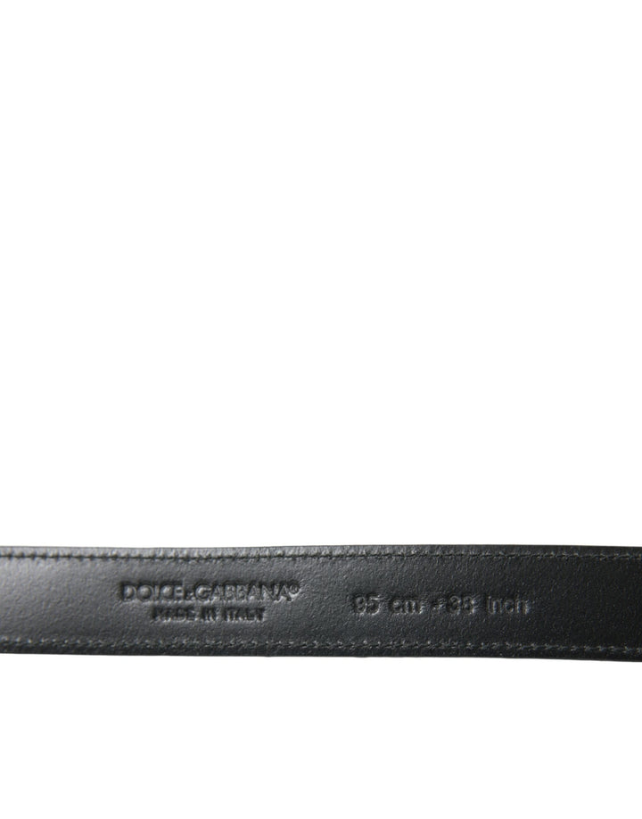 Dolce &amp; Gabbana Black Leather Silver Metal Buckle Belt