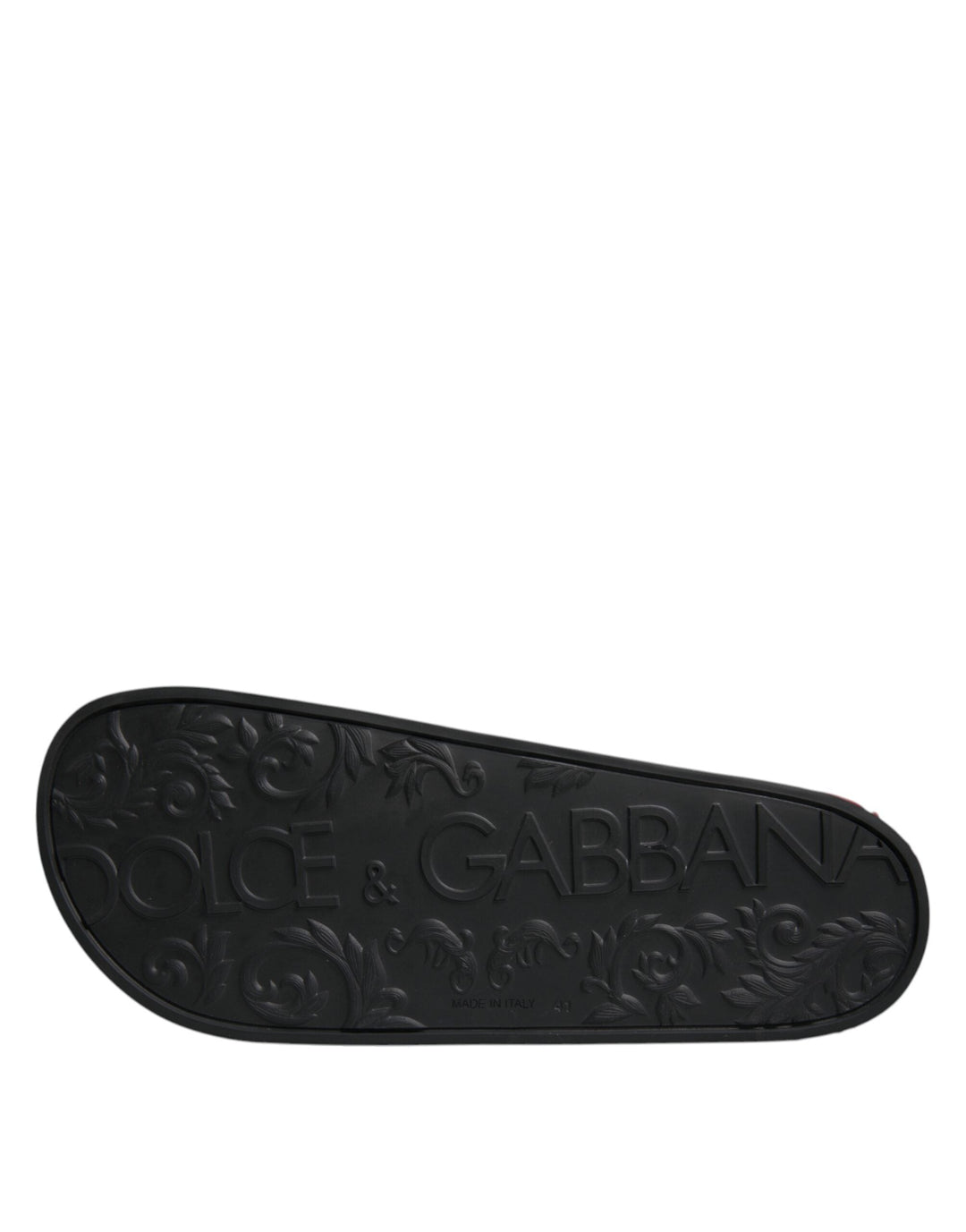 Men’s Dolce &amp; Gabbana Black Leather Slides Sandals Beachwear Shoes