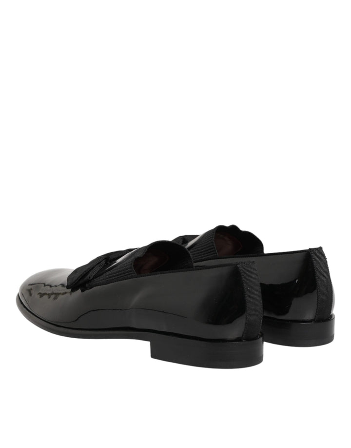 Men’s Dolce &amp; Gabbana Black Leather Slip on Dress Men Loafers Shoes