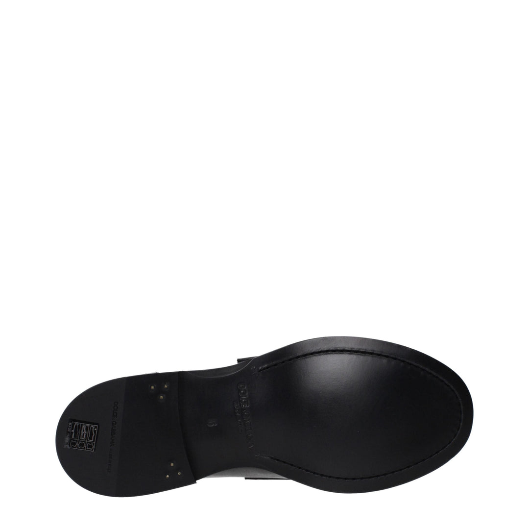 Men’s Dolce &amp; Gabbana Black Leather Slip-on Loafers