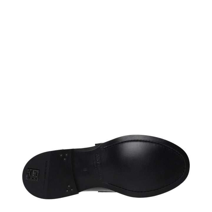 Men’s Dolce &amp; Gabbana Black Leather Slip-on Loafers