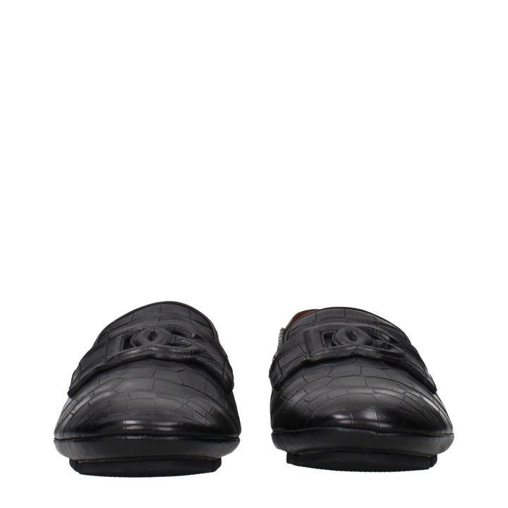 Men’s Dolce &amp; Gabbana Black Leather Slip-on Loafers