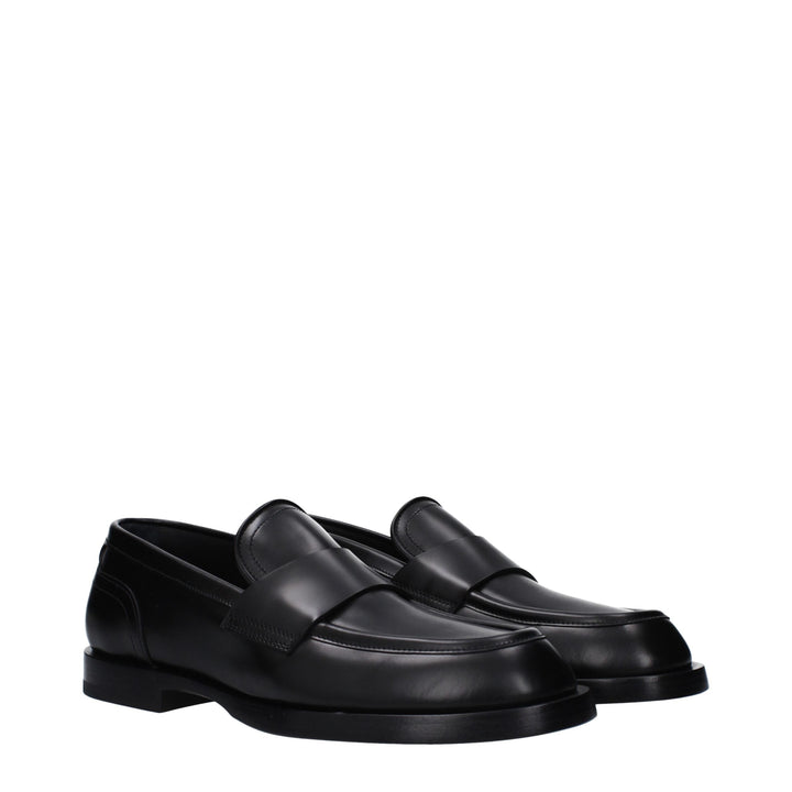Men’s Dolce &amp; Gabbana Black Leather Slip-on Loafers