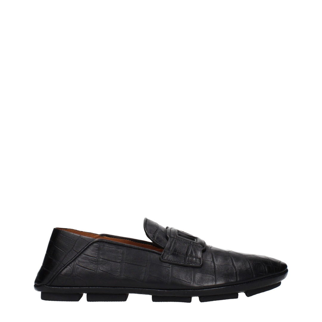 Men’s Dolce &amp; Gabbana Black Leather Slip-on Loafers