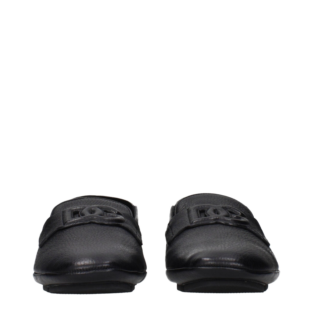Men’s Dolce &amp; Gabbana Black Leather Slip-on Loafers