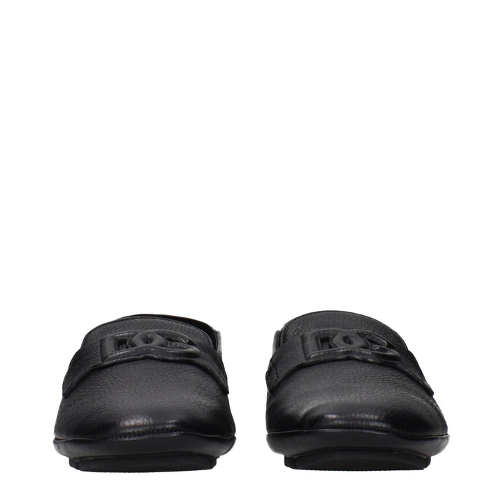 Men’s Dolce &amp; Gabbana Black Leather Slip-on Loafers