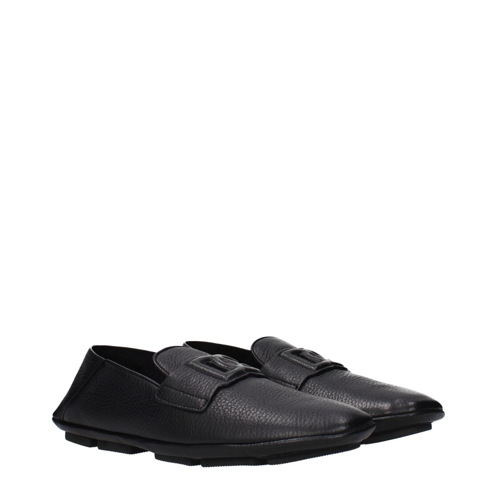 Men’s Dolce & Gabbana Black Leather Slip-on Loafers