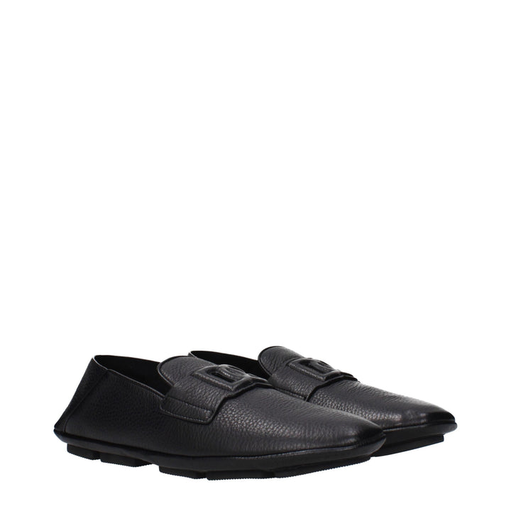 Men’s Dolce &amp; Gabbana Black Leather Slip-on Loafers