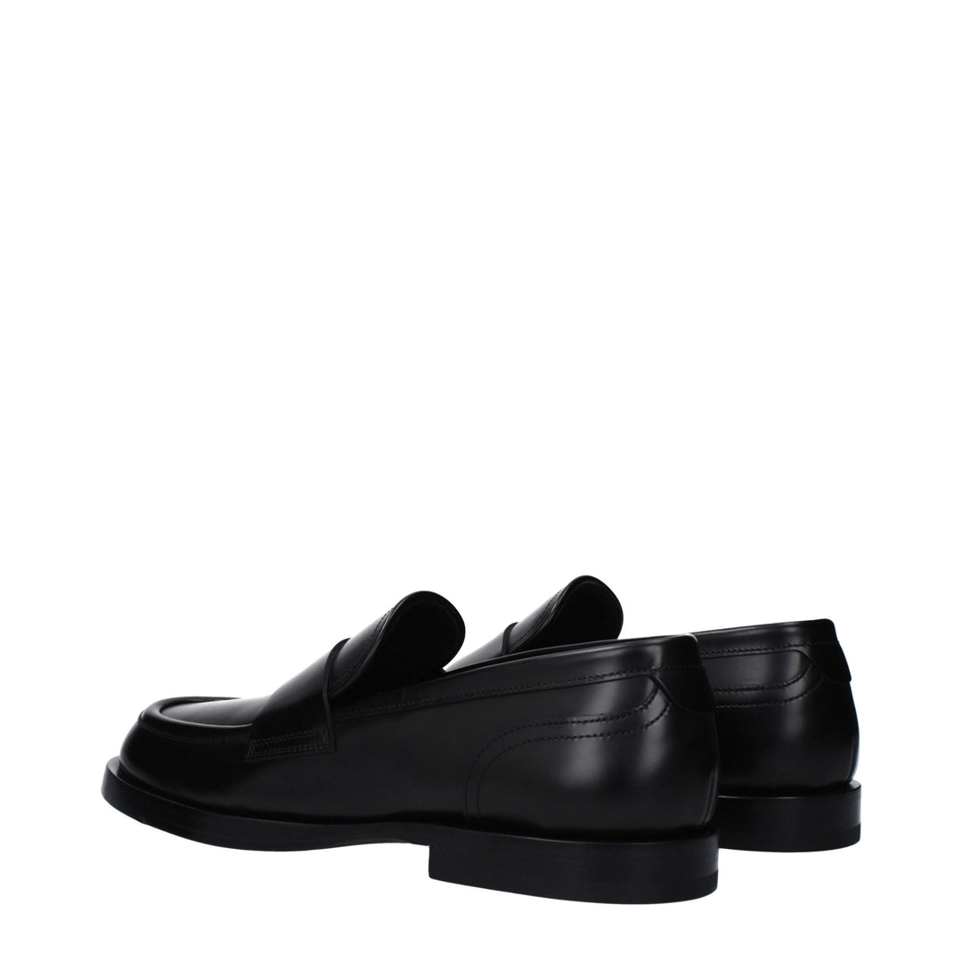 Men’s Dolce &amp; Gabbana Black Leather Slip-on Loafers