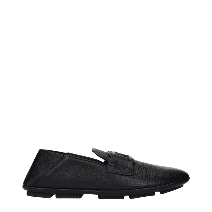 Men’s Dolce &amp; Gabbana Black Leather Slip-on Loafers