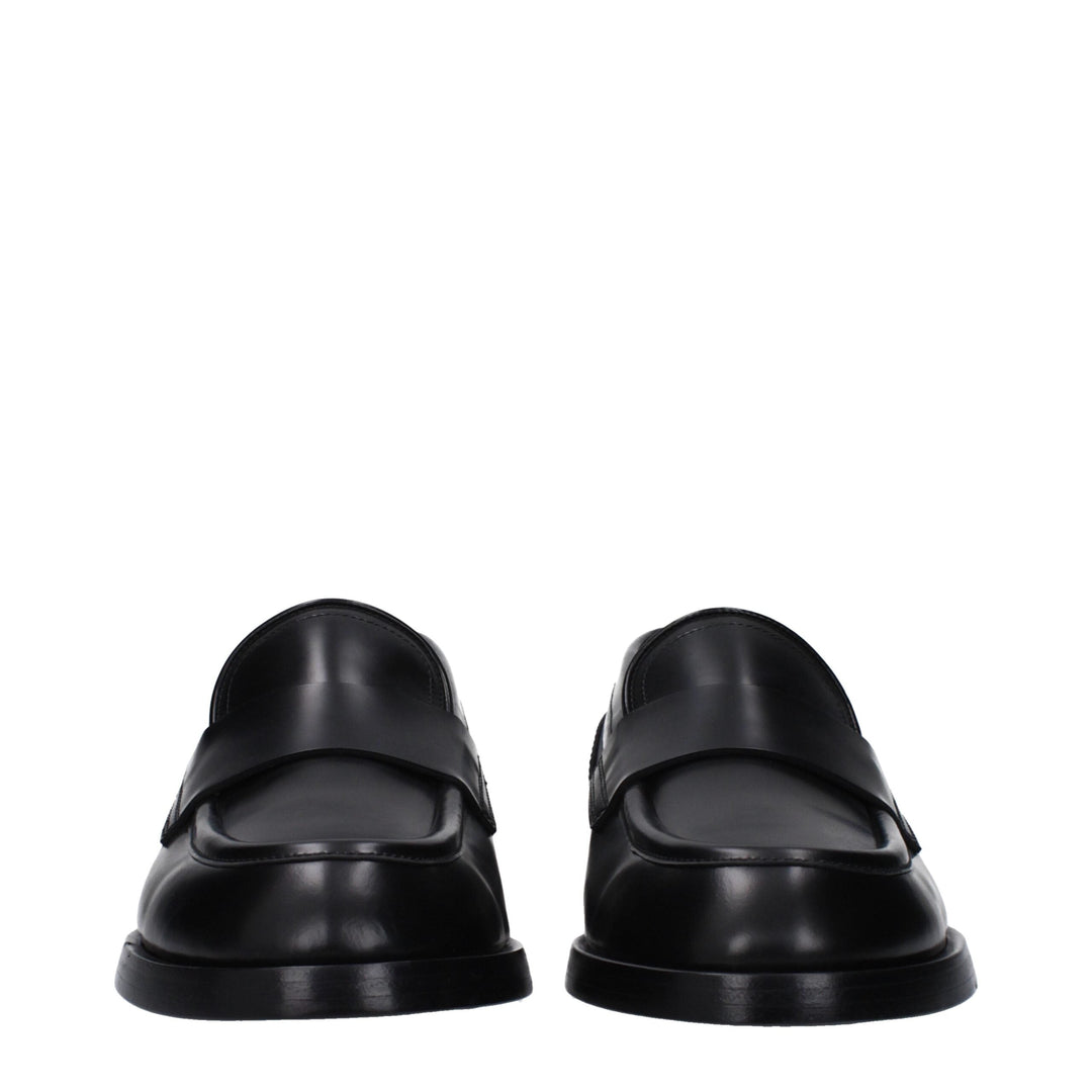 Men’s Dolce &amp; Gabbana Black Leather Slip-on Loafers