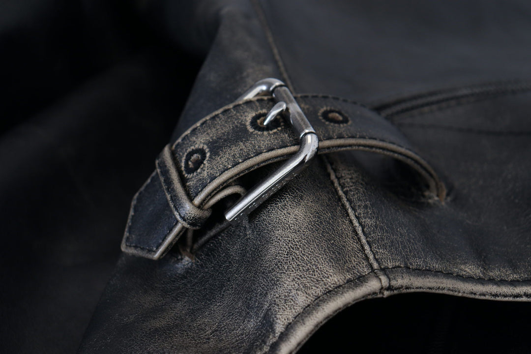 Men’s Dolce &amp; Gabbana Black Leather Zipper Biker Coat Jacket