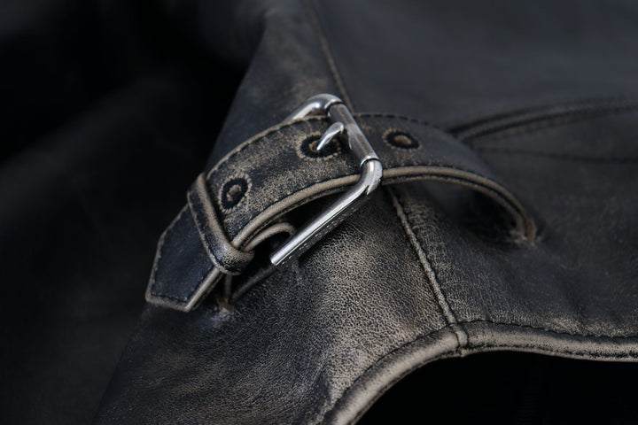 Men’s Dolce &amp; Gabbana Black Leather Zipper Biker Coat Jacket