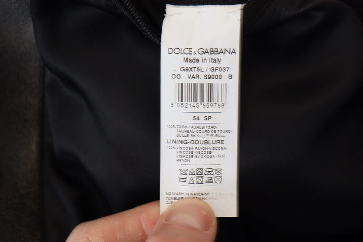 Men’s Dolce &amp; Gabbana Black Leather Zipper Biker Coat Jacket