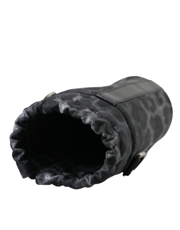 Men’s Dolce &amp; Gabbana Black Leopard Round Slim Tote Bottle Cage Bag