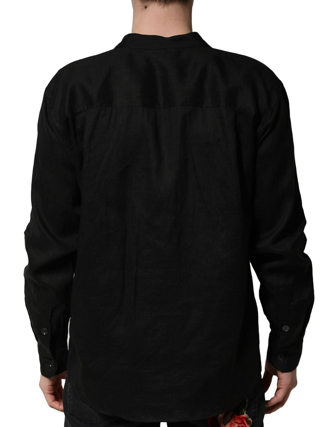 Men’s Dolce &amp; Gabbana Black Linen Long Sleeves Men Casual Shirt