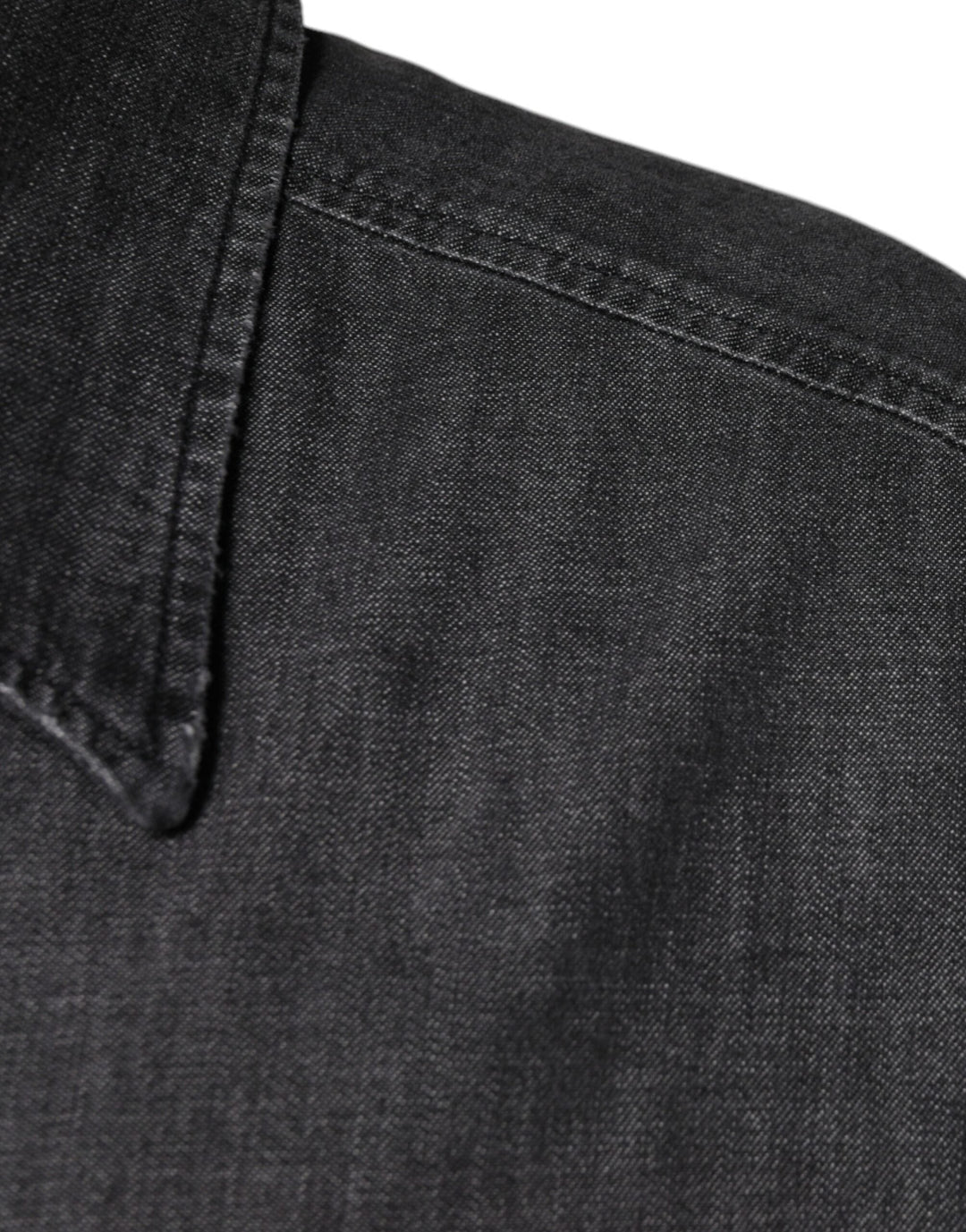 Dolce &amp; Gabbana Black Logo Cotton Button Down Denim Shirt