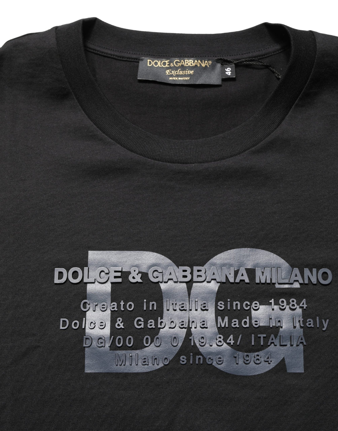 Dolce &amp; Gabbana Black Logo Dg Print Cotton Crew Neck T-shirt
