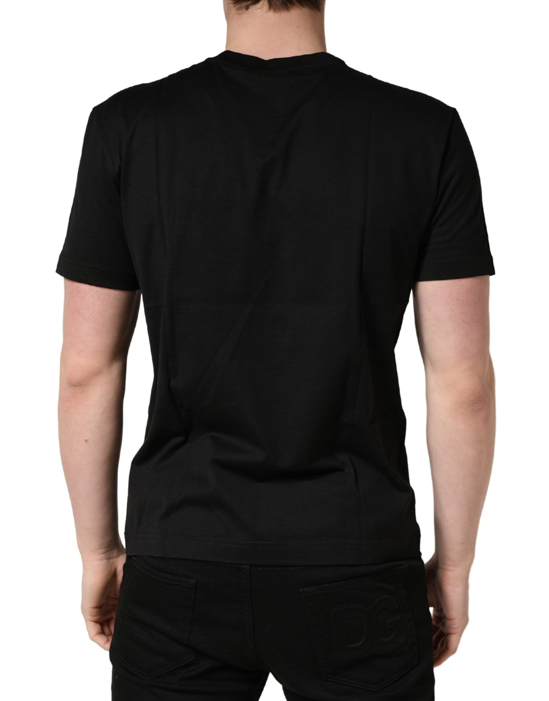 Dolce &amp; Gabbana Black Logo Dg Print Cotton Crew Neck T-shirt