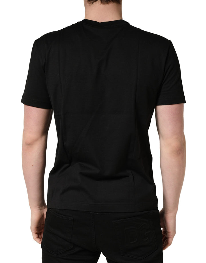 Dolce &amp; Gabbana Black Logo Dg Print Cotton Crew Neck T-shirt