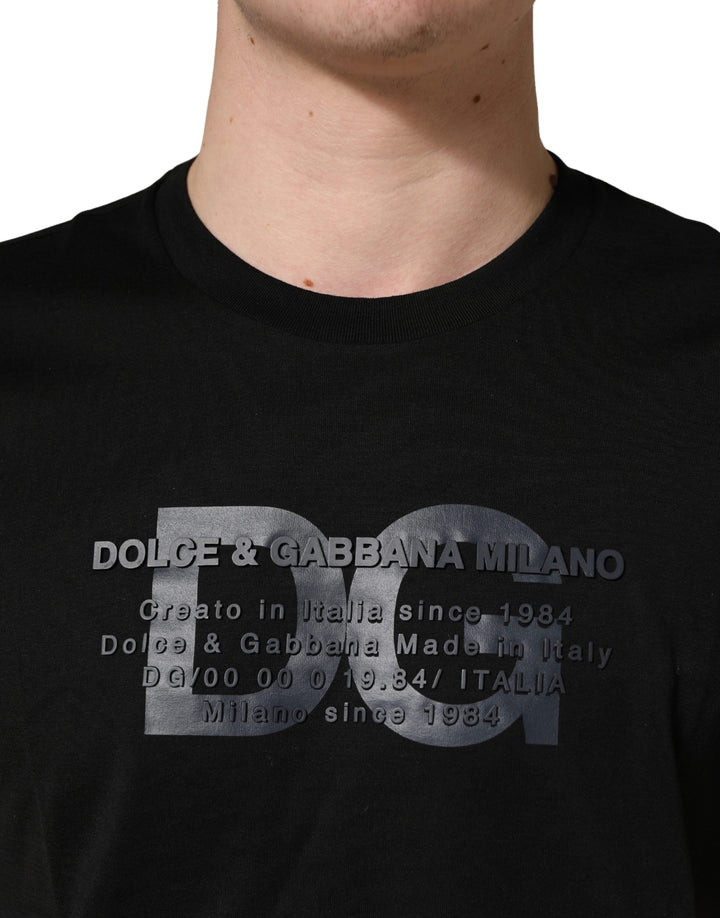 Dolce &amp; Gabbana Black Logo Dg Print Cotton Crew Neck T-shirt