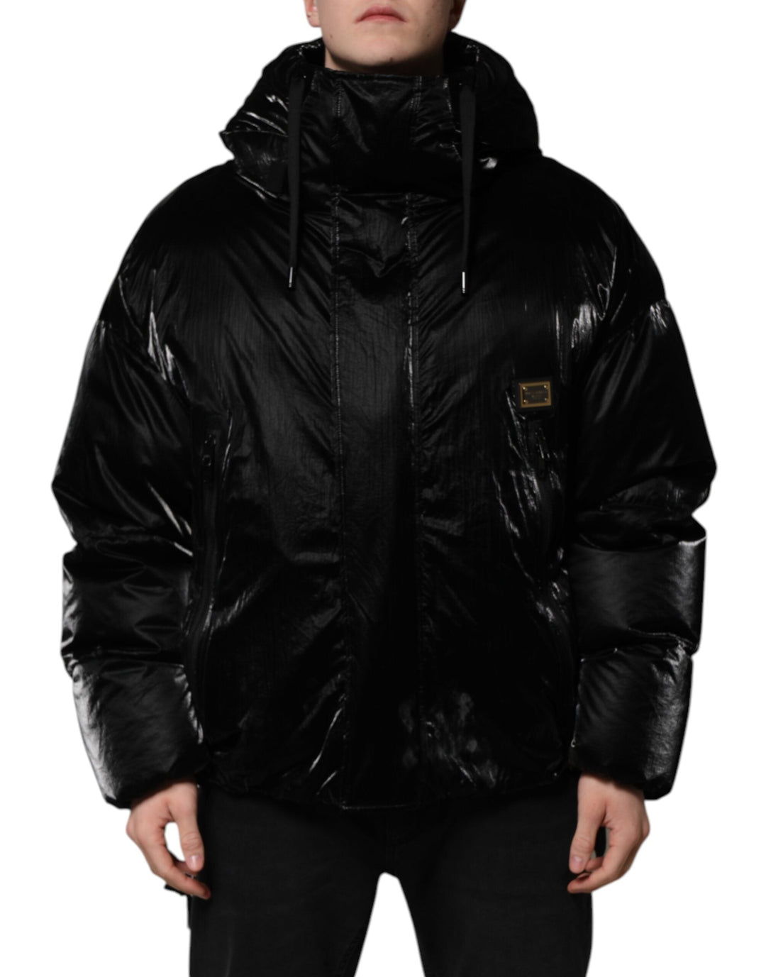Men’s Dolce &amp; Gabbana Black Logo Full Zip Hooded Quilted Jacket