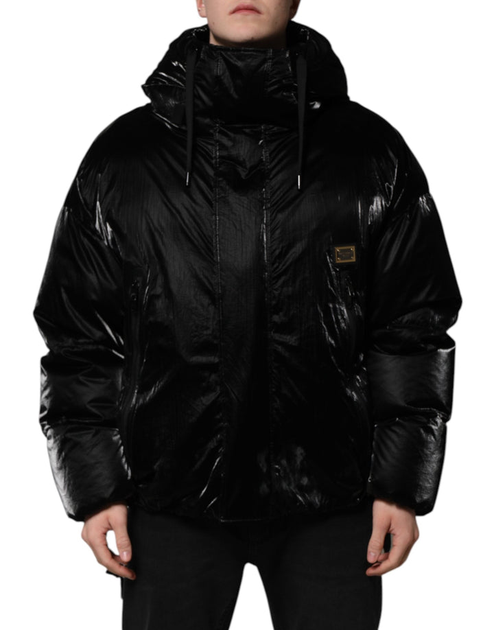 Men’s Dolce &amp; Gabbana Black Logo Full Zip Hooded Quilted Jacket
