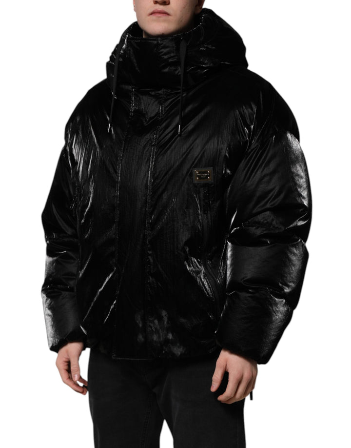 Men’s Dolce &amp; Gabbana Black Logo Full Zip Hooded Quilted Jacket