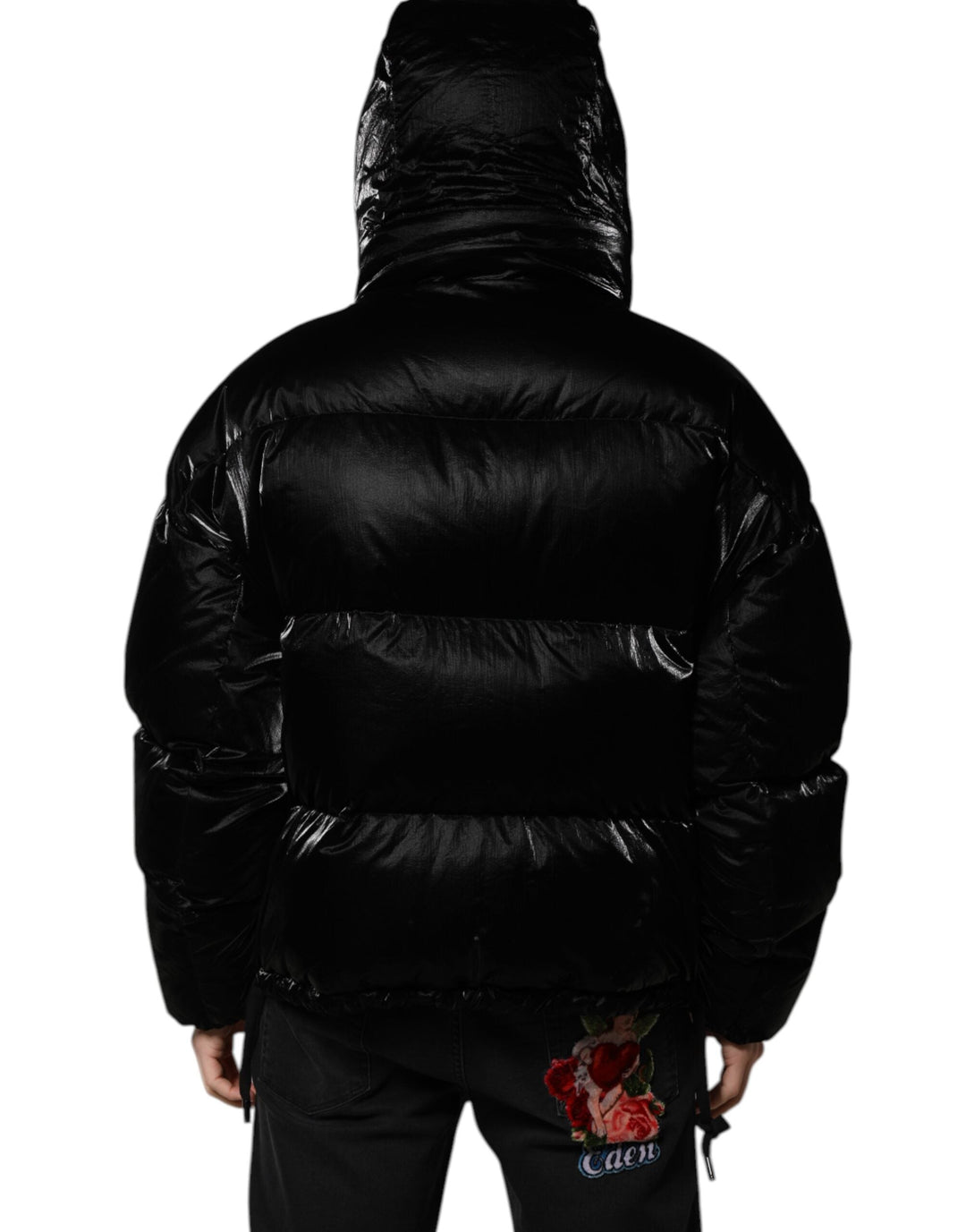 Men’s Dolce &amp; Gabbana Black Logo Full Zip Hooded Quilted Jacket