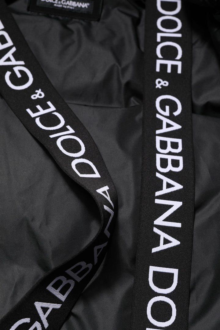 Men’s Dolce &amp; Gabbana Black Logo Full Zip Hooded Quilted Jacket