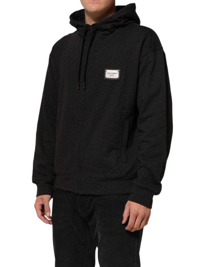 Men’s Dolce &amp; Gabbana Black Logo Fullzip Hooded Sweatshirt Sweater