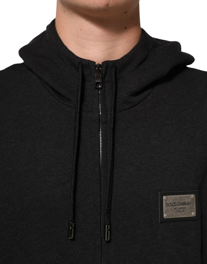 Men’s Dolce &amp; Gabbana Black Logo Fullzip Hooded Sweatshirt Sweater