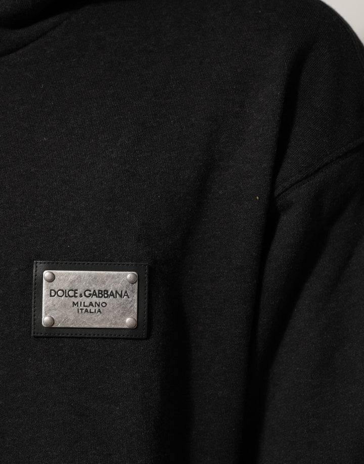 Men’s Dolce &amp; Gabbana Black Logo Fullzip Hooded Sweatshirt Sweater