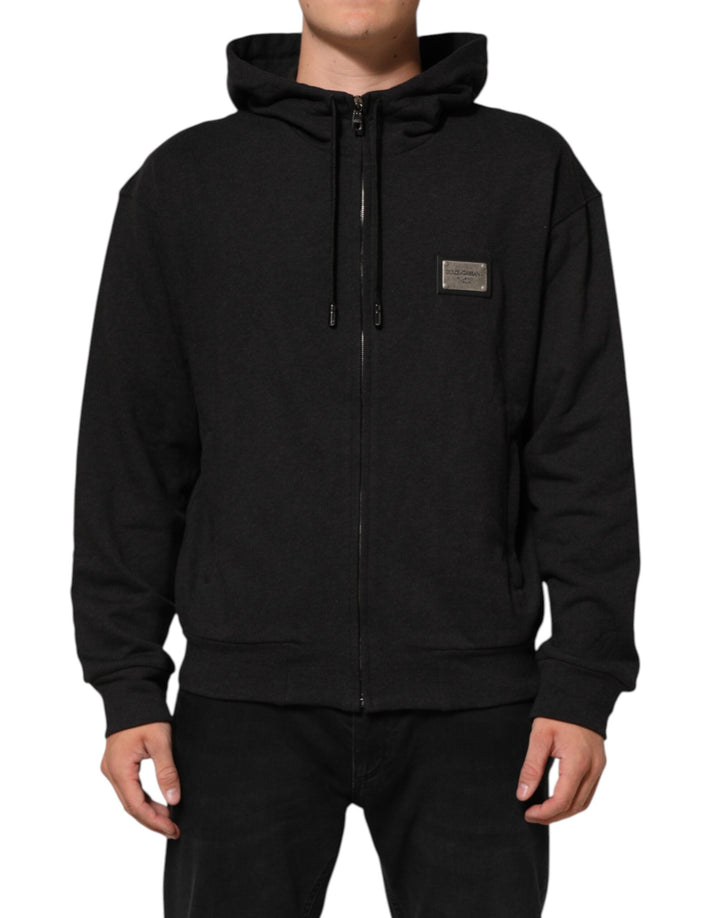 Men’s Dolce &amp; Gabbana Black Logo Fullzip Hooded Sweatshirt Sweater