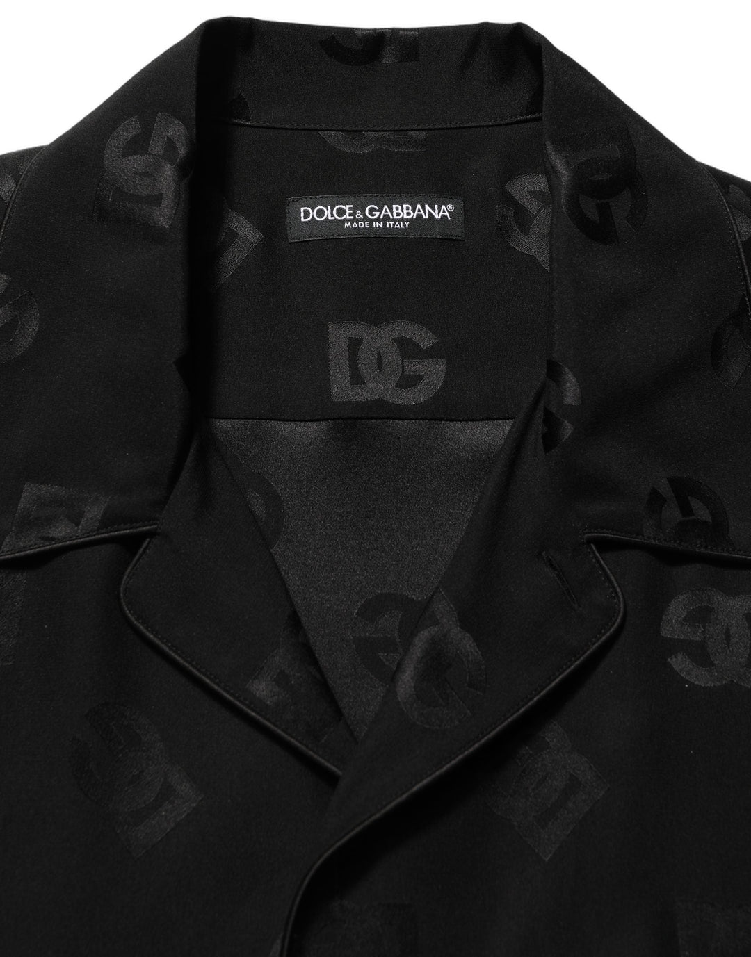 Dolce &amp; Gabbana Black Logo Monogram Short Sleeves Men Shirt