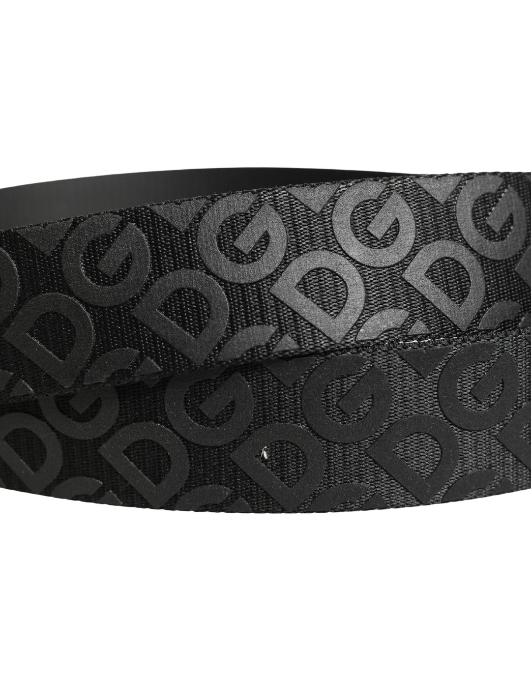 Dolce &amp; Gabbana Black Logo Monogram Silver Metal Buckle Belt