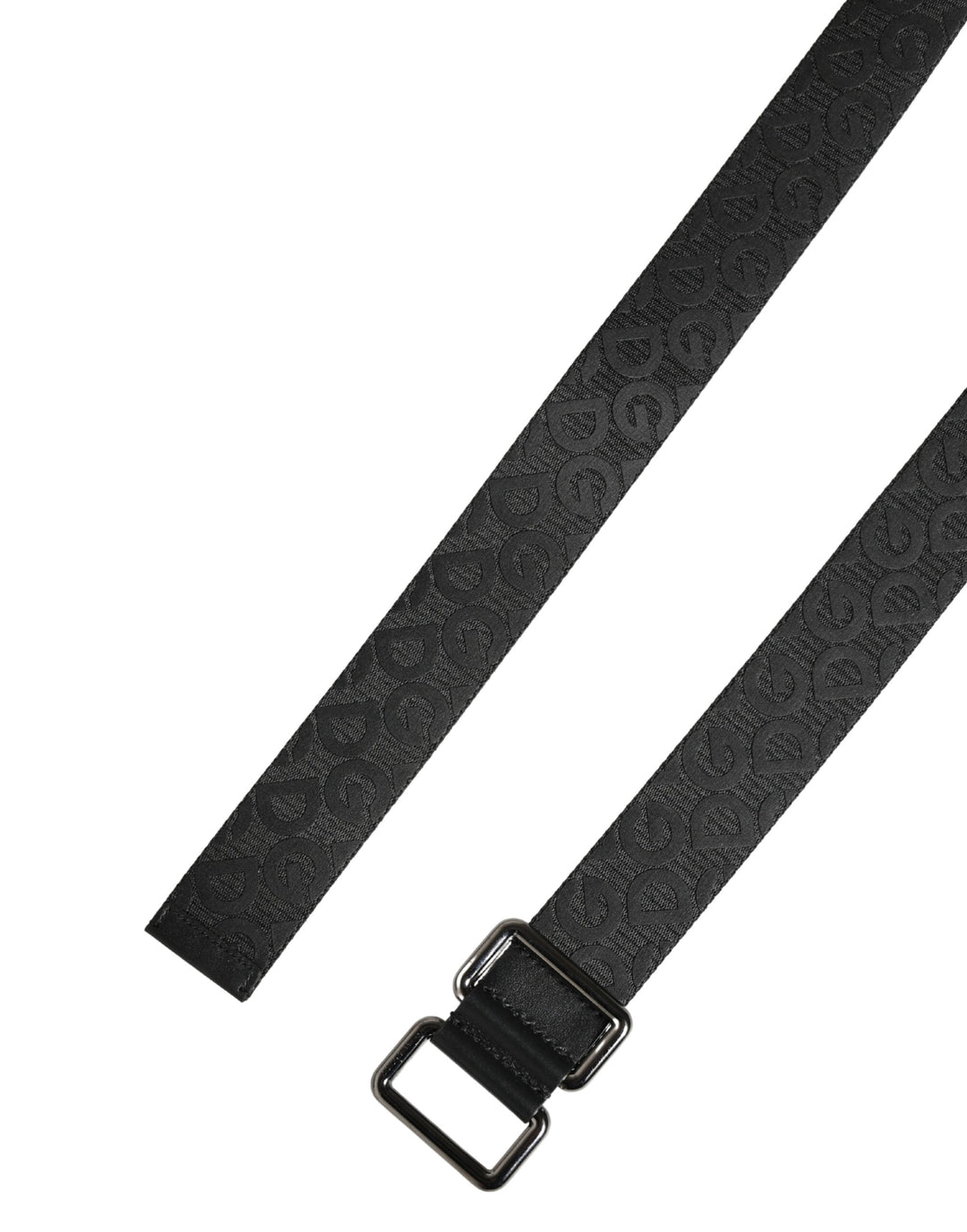 Dolce &amp; Gabbana Black Logo Monogram Silver Metal Buckle Belt