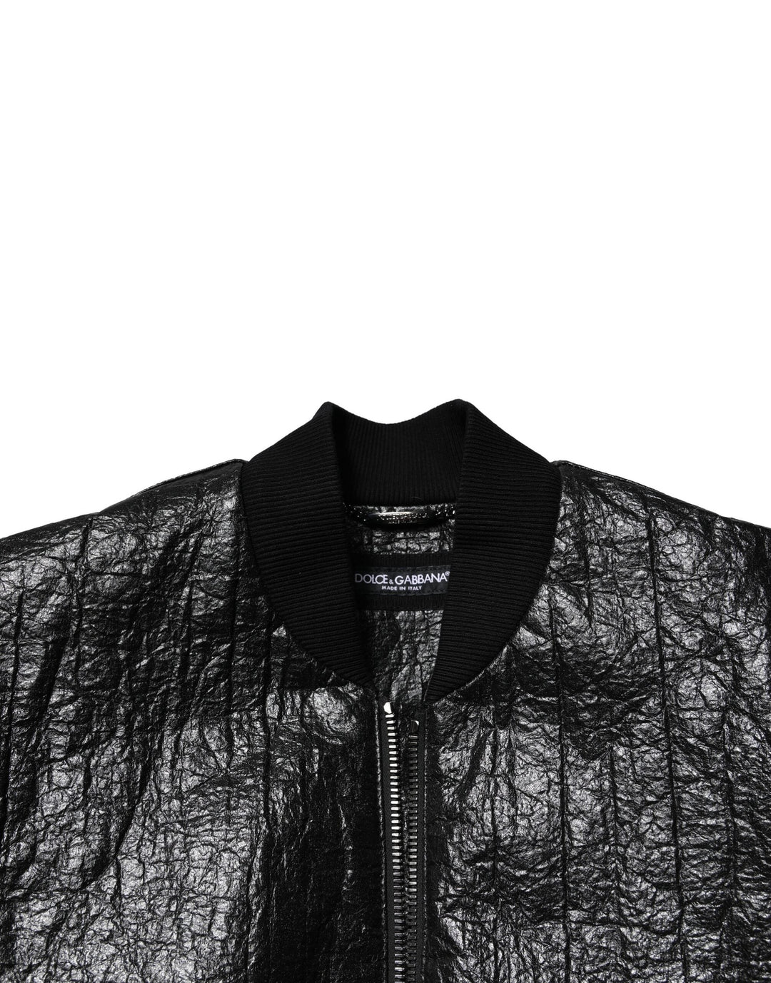 Men’s Dolce &amp; Gabbana Black Logo Plaque Bomber Full Zipper Jacket
