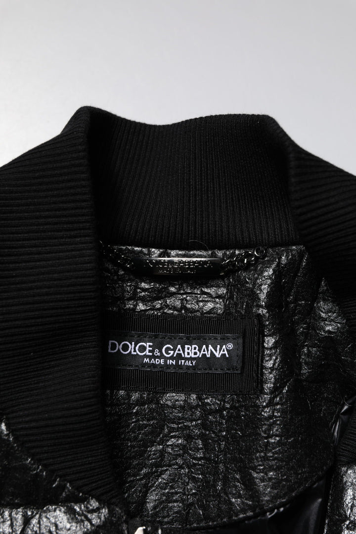 Men’s Dolce &amp; Gabbana Black Logo Plaque Bomber Full Zipper Jacket