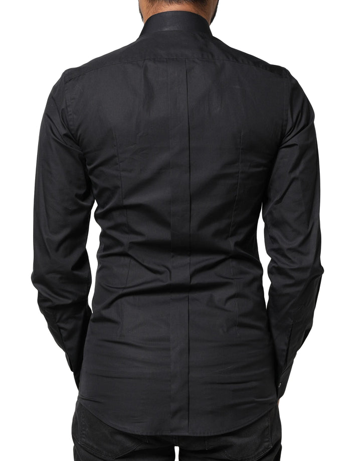 Dolce &amp; Gabbana Black Love Embroidery Gold Formal Dress Shirt