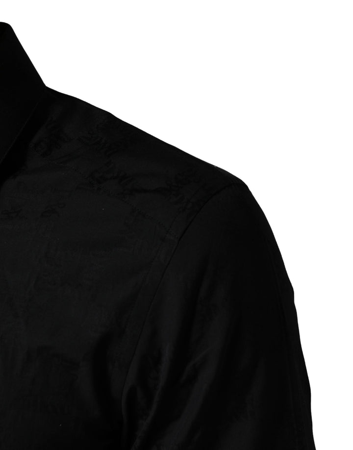 Men’s Dolce &amp; Gabbana Black Martini Cotton Slim Dress Formal Shirt