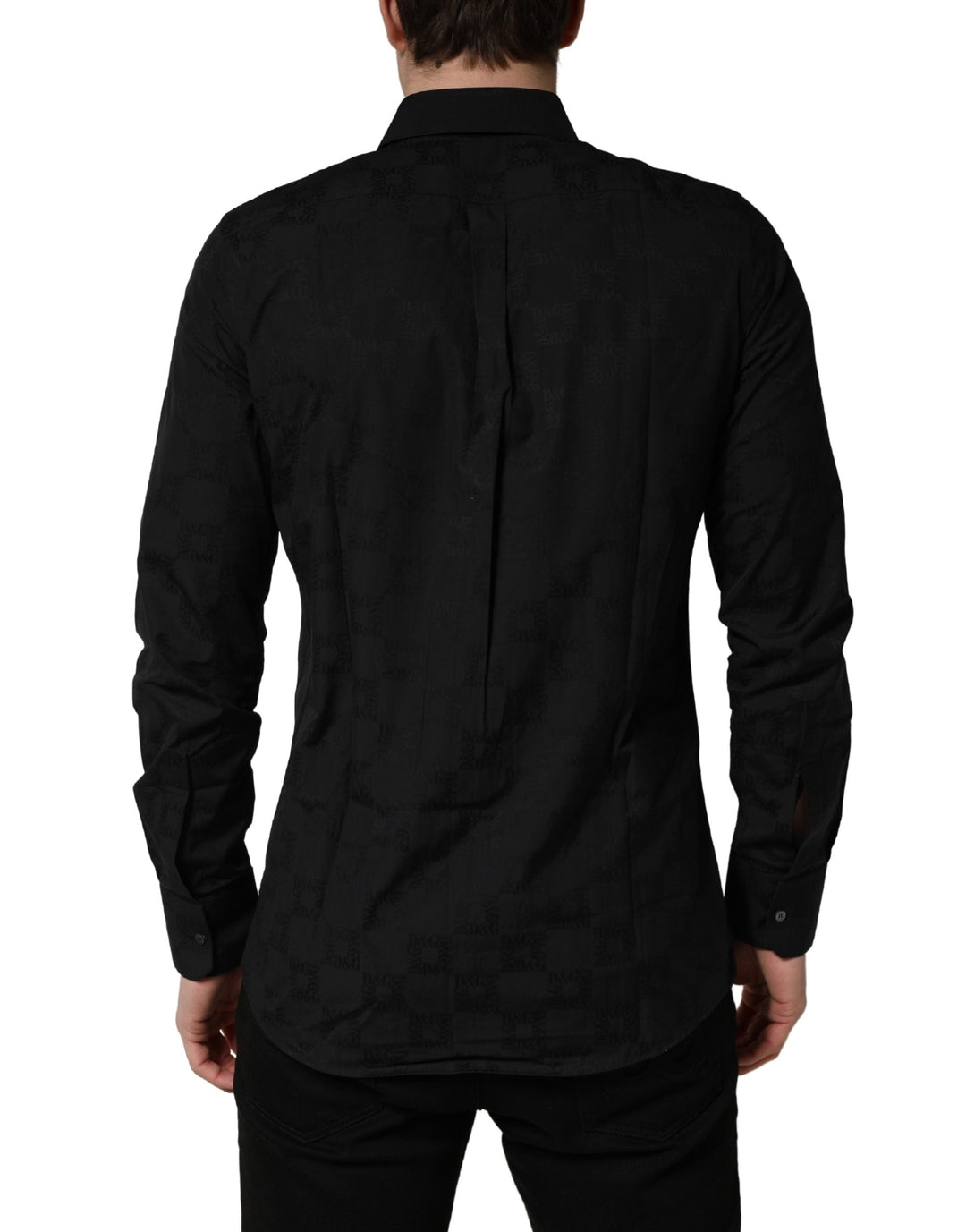 Dolce &amp; Gabbana Black Martini Cotton Slim Dress Formal Shirt