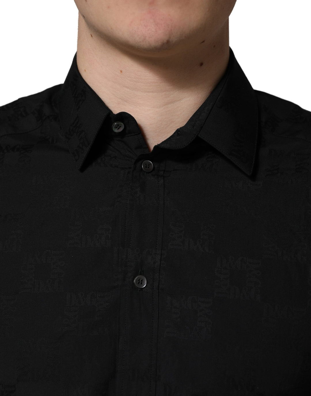 Dolce &amp; Gabbana Black Martini Cotton Slim Dress Formal Shirt