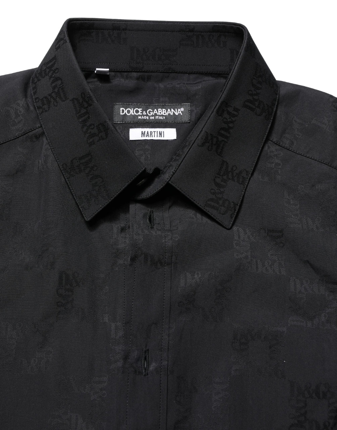 Dolce &amp; Gabbana Black Martini Cotton Slim Dress Formal Shirt